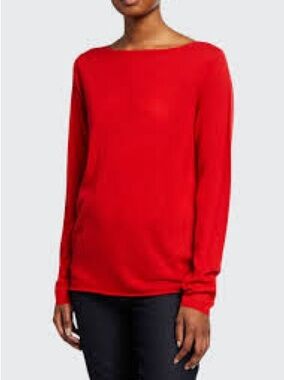 Max Studio Red Off-the-Shoulder Boatneck Sweater
